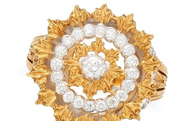 BUCCELLATI, A DIAMOND DRESS RING the round openwork face set with a round brilliant cut diamond, ...