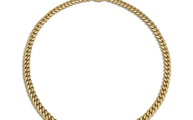 BULGARI ROSE CORAL AND EMERALD CURB NECKLACE IN 18KT YELLOW GOLD
