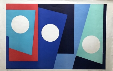 SOLD. Bamse Kragh-Jacobsen: Composition. Signed Kragh-Jacobsen 66. Lithograph in colours. 51 x 73 cm. Unframed. – Bruun Rasmussen Auctioneers of Fine Art