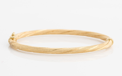 Bangle, 18K gold, twisted decoration, Uno A Erre, Italy