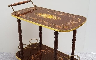 Bar and Drink Trolley with floral marquetry