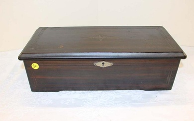 Beautiful antique rosewood with inlay single comb music box with good teeth