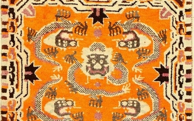 Bench carpet (dragon), China, around 1950, wool on