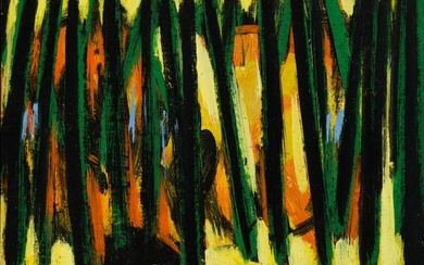 Bernard Langlais (Am. 1921-1977), Trees, c. 1957, Oil on paperboard, framed