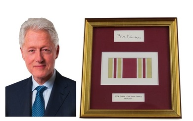 Bill Clinton Signature & Oval Office Sofa Fabric Given To Exec Staff in his Final Christmas as Presi