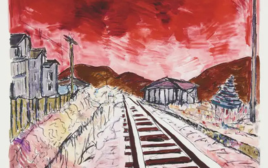 Bob Dylan, American b.1941- Train Tracks (Red), 2010; giclée on Hahnemühle 350gsm...