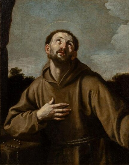 Bolognese School 17th Century Saint Francis in the
