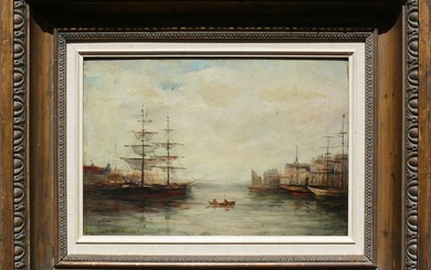 Boudin, Eugène (attr., Honfleur 1824 - 1898 Deauville)"Port scene of Le Havre"; View of harbor