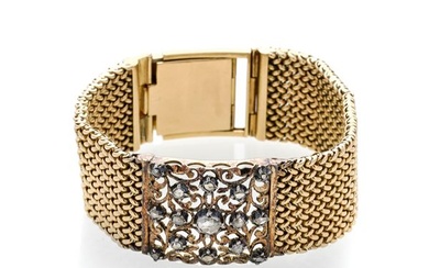 Bracelet in yellow gold and diamond roses