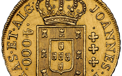 Brazil: , João Prince Regent gold 4000 Reis 1816-(R) UNC Details (Harshly Cleaned) NGC,...