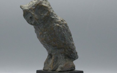 Bronzed Patina OWL Statue Mounted on Base