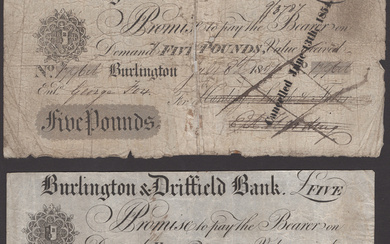 Burlington & Driffield Bank, for Harding, Smith & Stansfeld/Faber, £5 (2), 18...