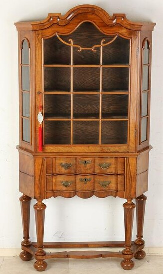 Burr walnut display cabinet, 1880