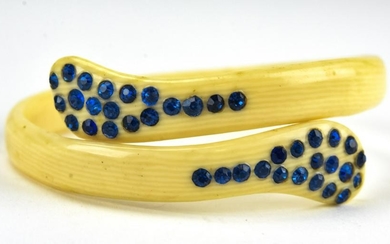 C 1970 Celluloid Blue Paste Snake Design Bracelet
