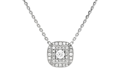 COLLIER, or blanc 18 carats, diamants taille brillant environ 0,40 ctw, environ W-Cr/SI, longueur environ...