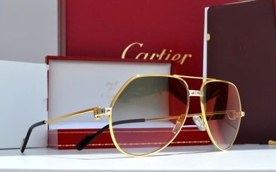 Cartier - Vintage Cartier Vendome SANTOS 84’s Sunglasses Occhiali da sole placcato oro Frame Lunette Brille - Sunglasses