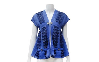 Chanel Blue Open Front Cardigan - Size 38