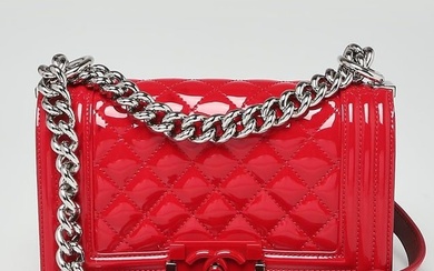 Chanel Red Quilted Patent Leather