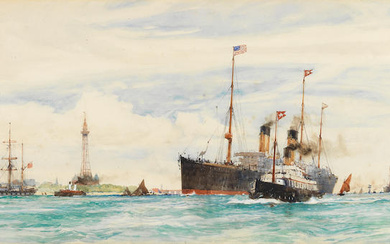 Charles Edward Dixon (1872-1934) The White Star liner Oceanic (II)...