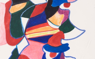 Charles LAPICQUE (1898-1988) Les Marins, 1986 Feutres de couleur. Signé, daté et situé en pied....