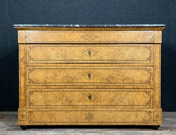 Charles X period chest of drawers in lemon and rosewood - Wood - Early 19th century