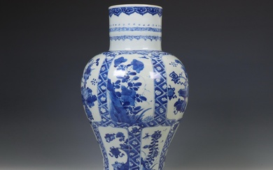 China, a blue and white porcelain baluster vase, 18th century