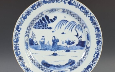 China, blue and white porcelain dish, Qianlong, decorated...