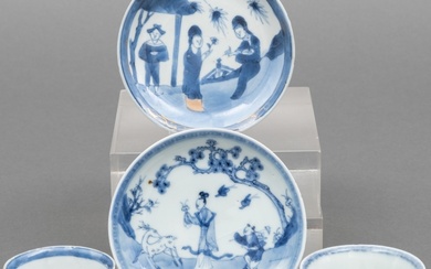 Chinees porseleinen kommetje en schoteltje met blauw-wit decor van...