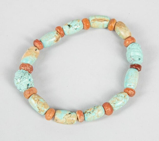 Chinese Antique Turquoise & Agate Prayer Beads
