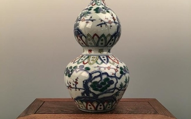 Chinese Doucai Double-Goured Bottle Vase, Chenghua Mark