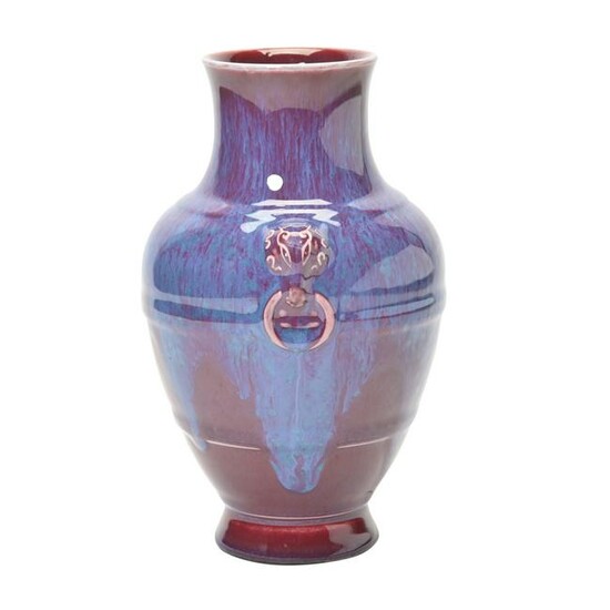 Chinese Flambe Glazed Hu Vase.