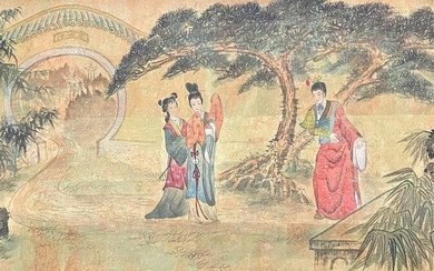 Chinese Hand Painted Painting on Cork Paper.