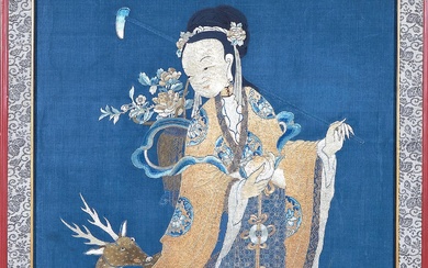 Chinese Silk Embroidered 'Longevity' Panel