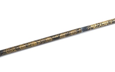 Chinese patinated bronze and metal opium pipe with foliate d...