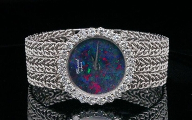Chopard 1.50ctw Diamond 18K Watch W/Black Opal Dial