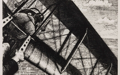 Christopher Richard Wynne Nevinson (1889-1946) Banking at 4,000 Feet, from the series 'Britain's Efforts and Ideals: Making Aircraft' (Black 20)