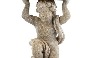 Classical Style Cast Stone Putto Garden Seat
