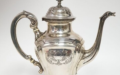 Coffee pot, Solid silver portuguese coffee pot - .833 silver - GUIA - Portugal - Mid 20th century