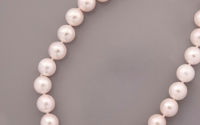 Collier de perles de culture du Japon 7,5 x 8 mm, 750 MM, fermoir anneau...