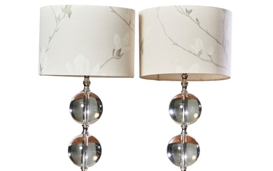 Contemporary A pair of glass and polished chrome lamps With ...