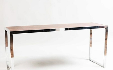 Contemporary Rosewood and Chrome Console