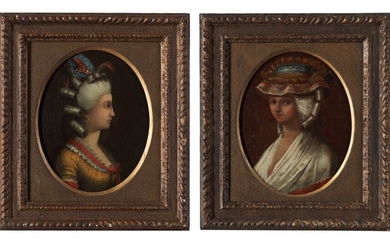 Continental School (19th Century), A pair of portraits of ladies