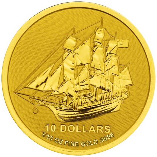 Cook Islands - 10 Dollar 2020 - Segelschiff Bounty - 1/10 oz - Gold
