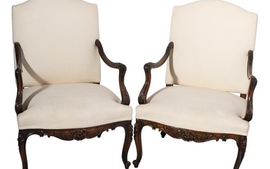 Country French Mahogany Lounge Chairs