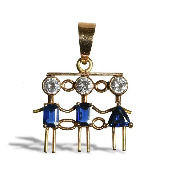Custom 14K & 18K Gold, Diamond, & Sapphire Pendant