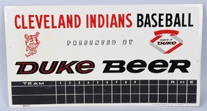 DUKE BEER CLEVELAND INDIANS TIN SCOREBOARD SIGN