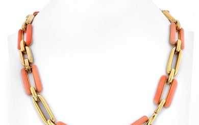 David Webb 18K Yellow Gold Coral And Gold Link Convertible Necklace