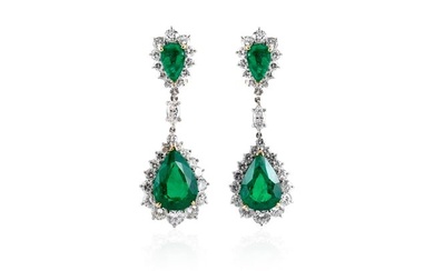 Diamond And Emerald Drop Earrings