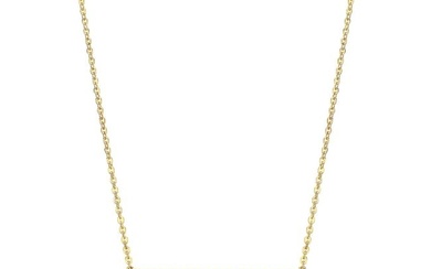 Diamond Micro-pave Assymetric Triangle Necklace In 14k Yellow Gold 16-18in Adj Chain