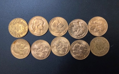 Dix pièces de 20 francs or - 64.53 g - Lot 15 - A.Blanchy | E.Lacombe - Bordeaux Chartrons - Bordeaux Enchères